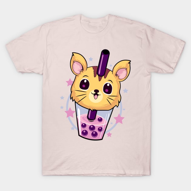 Kawaii Cat Boba tea T-Shirt by DionArts